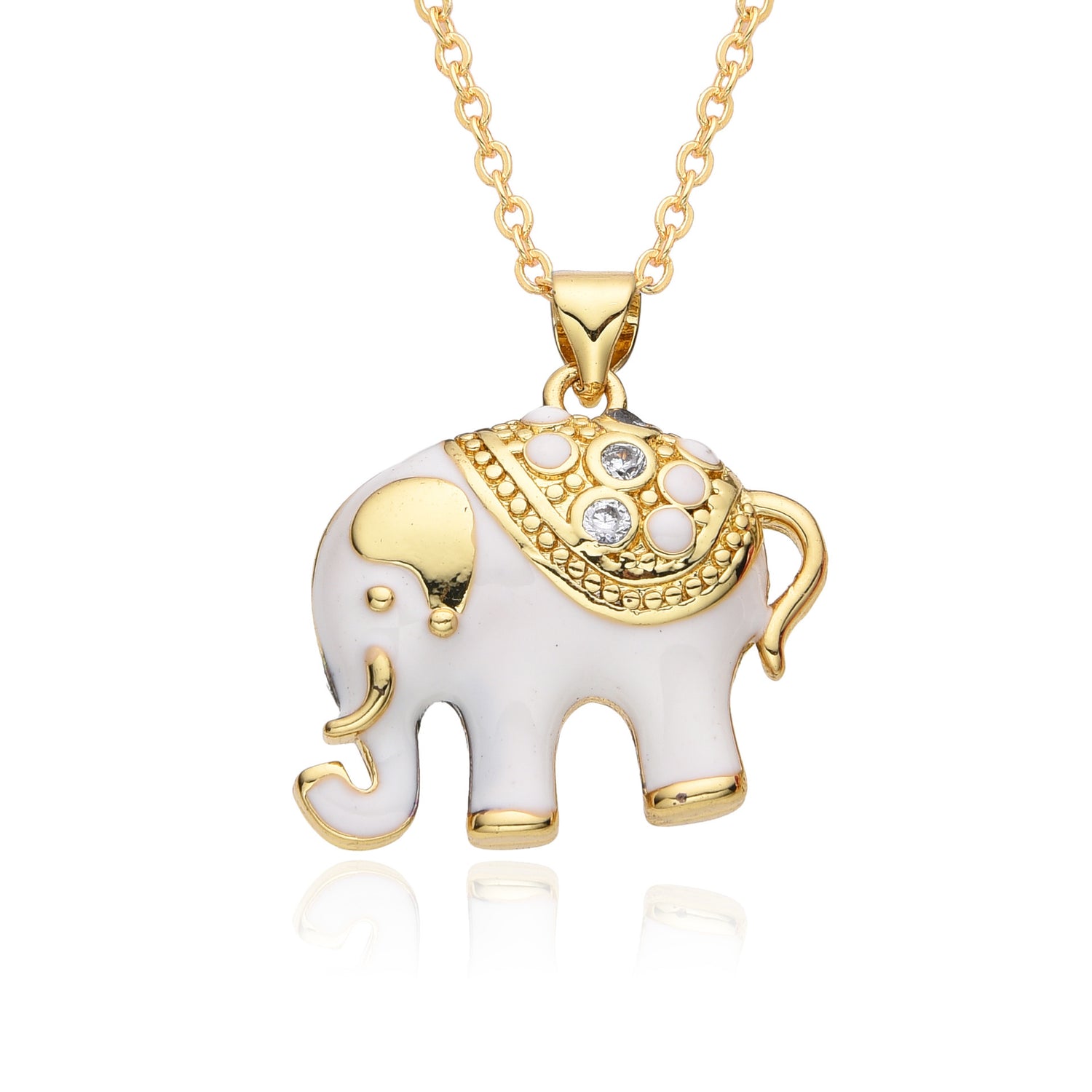 Colorful Oil Elephant Miniature Zircon Pendant Necklace