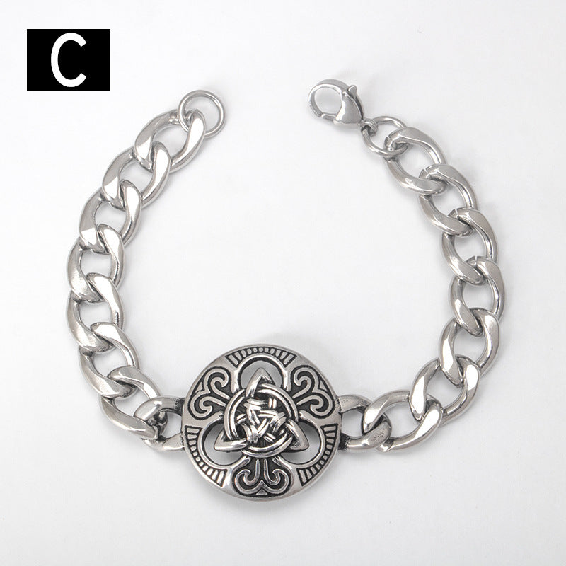 Stainless Steel Street Cool Hip Hop Punk Cool Irish Truelove Knot Titanium Steel Men Cuba Hand Accessory Bracelet