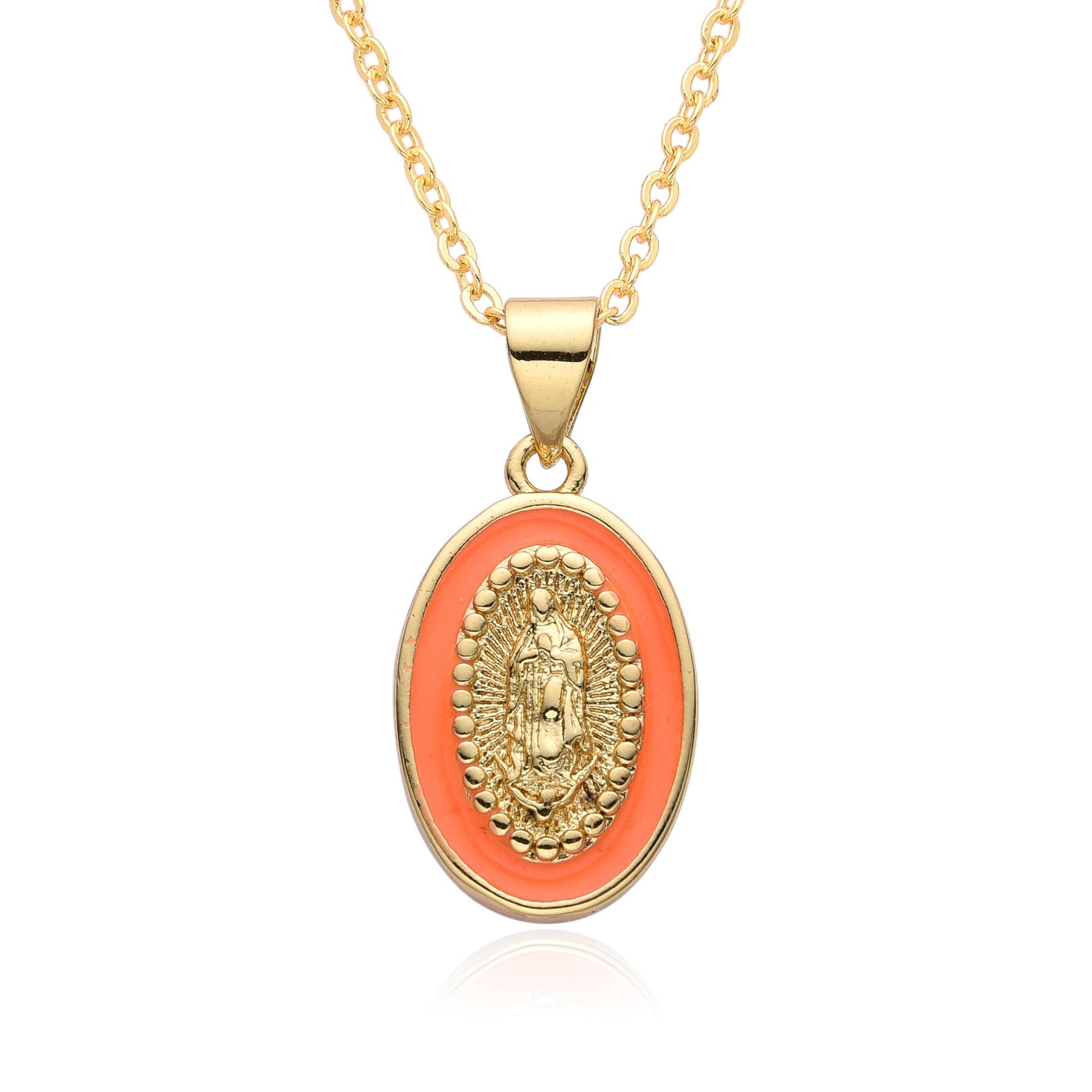 Religious Drip Oval Pendant Necklace For Women