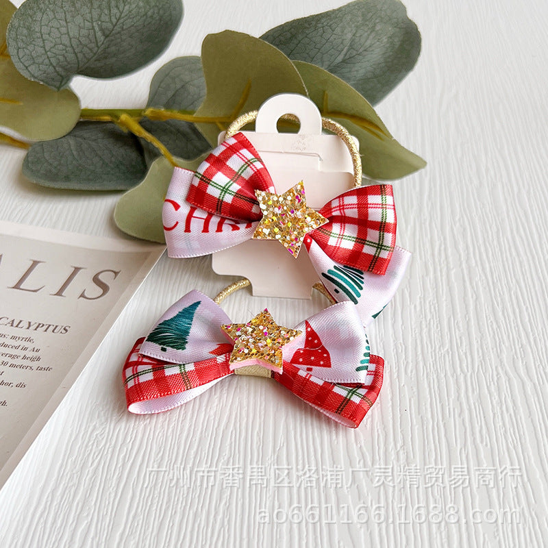 European And American Christmas Barrettes Bow Santa Claus Hair Accessories