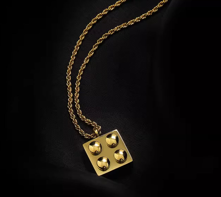 Golden Geometric Puzzle Titanium Steel Personalized Collarbone Chain