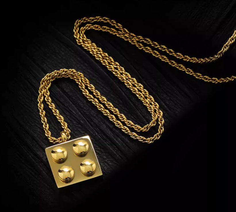 Golden Geometric Puzzle Titanium Steel Personalized Collarbone Chain