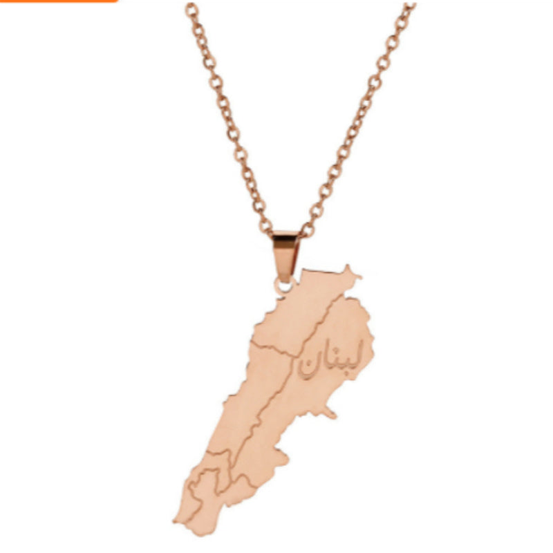 Map Material Stainless Steel Necklace And Pendant