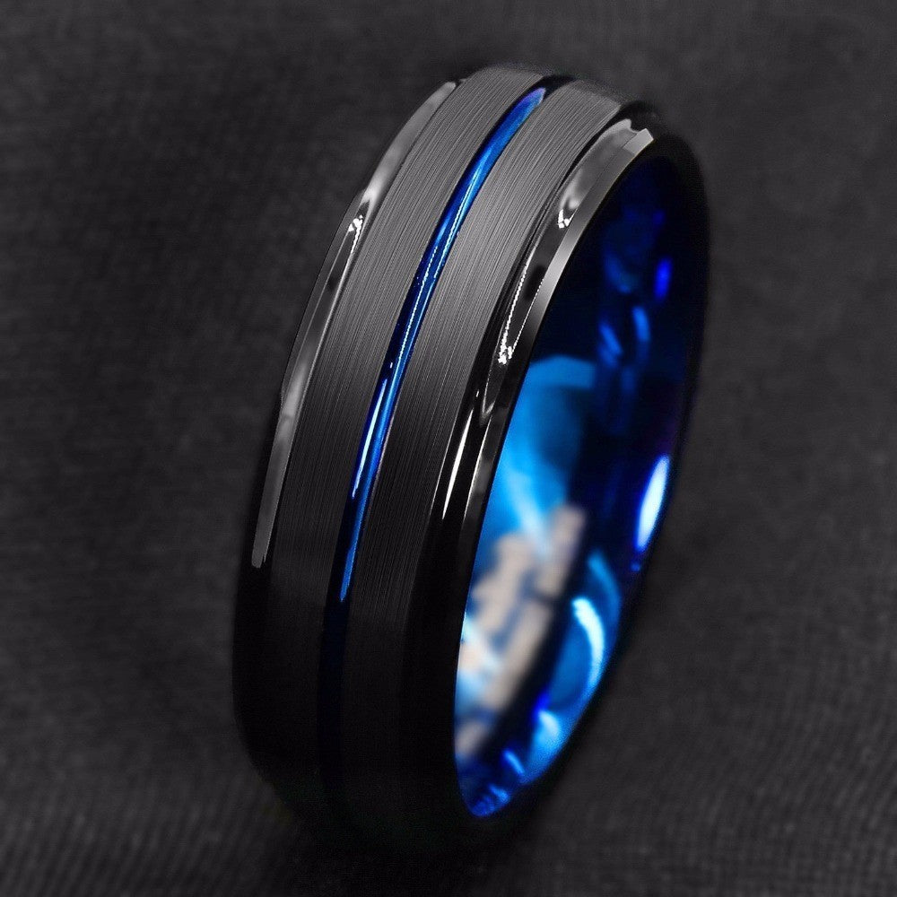 Mediumblue Gold Rings With Double Beveled Edges