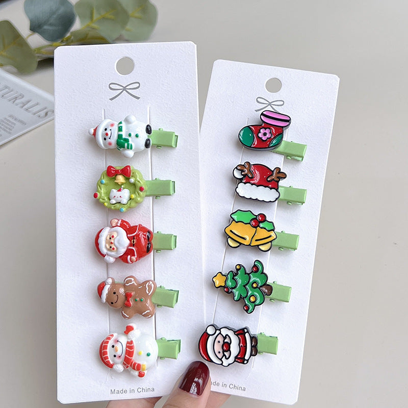 Christmas Hair Accessories Little Girl Christmas Tree Elk Barrettes