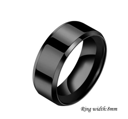 Stainless steel couple ring for women, black, 8mm width.