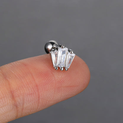 Puncture Ear Bone Stud Female Fine Zircon-embedded Earrings