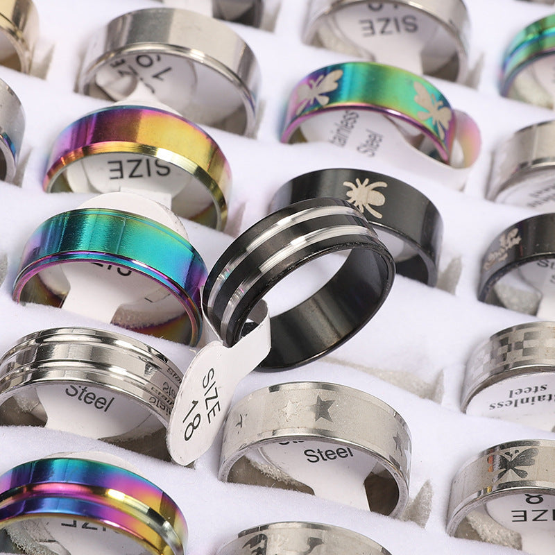 Steel And Stainless Mixed Rings Fashion