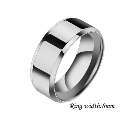 Stainless steel couple ring with an 8mm width for women.