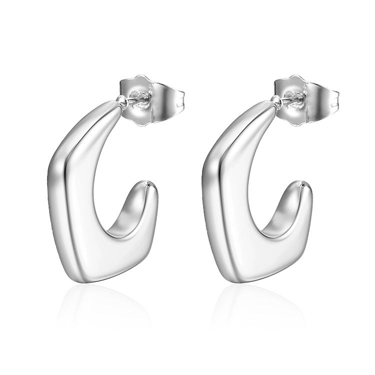 Stainless Steel Earrings - Retro Irregular Glossy 18K Style |earrings