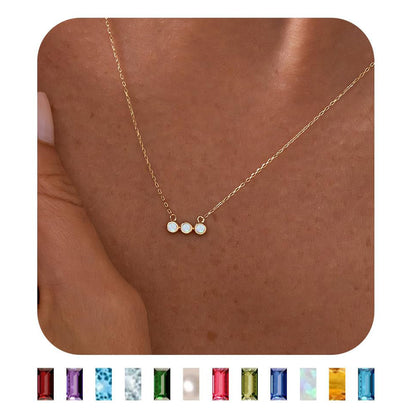 12 Birthstones Pendant Necklace Colorful Fashion