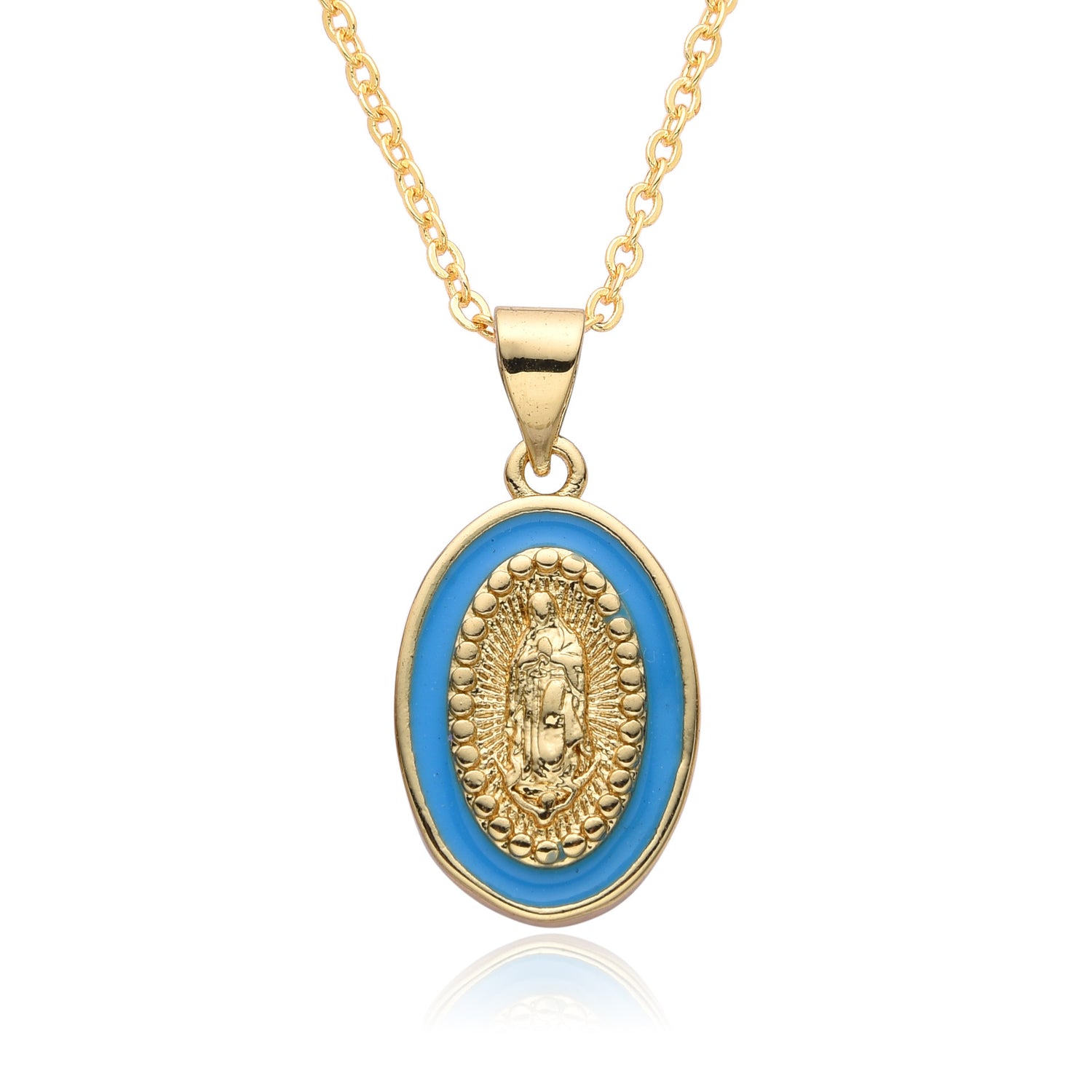 Religious Drip Oval Pendant Necklace For Women