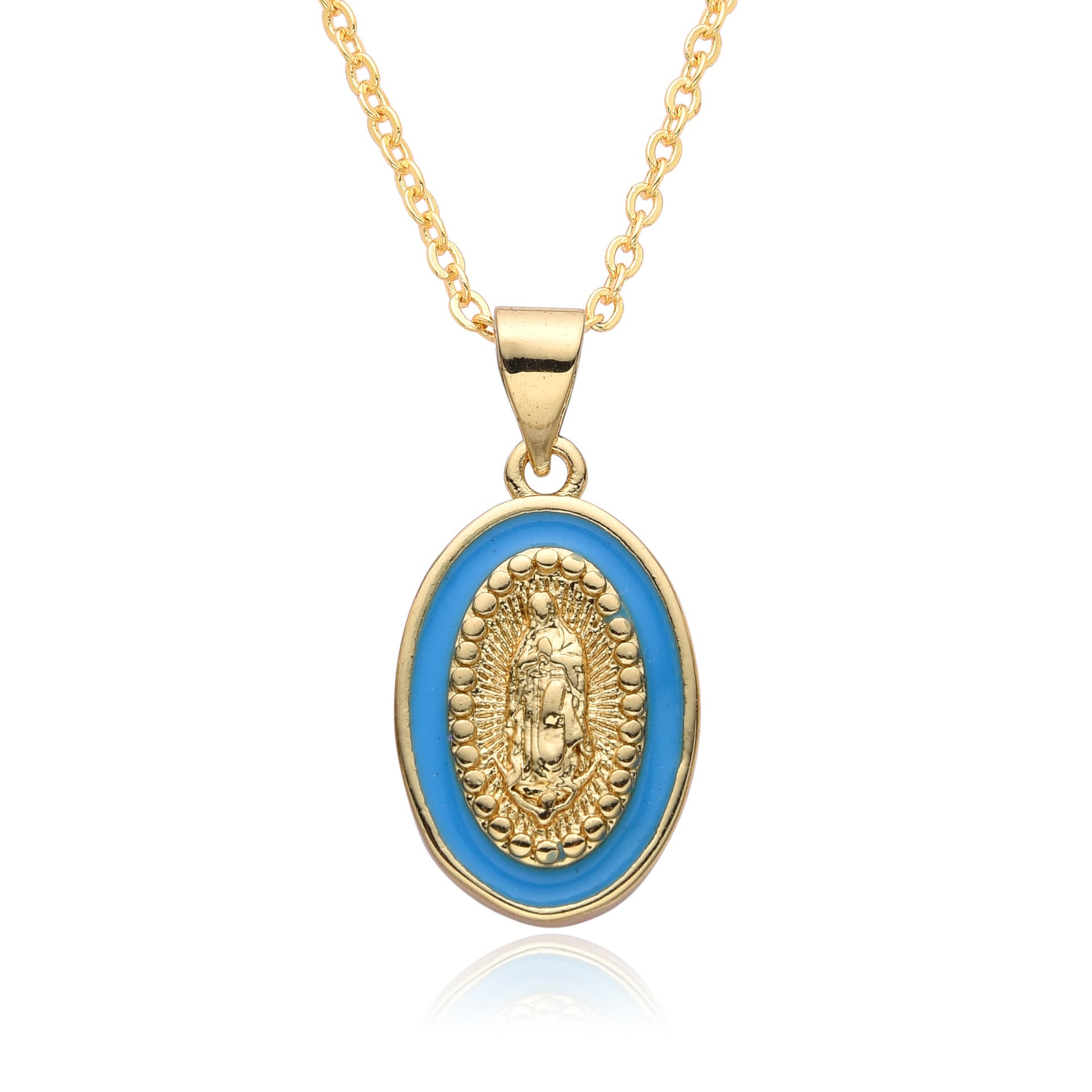 Religious Drip Oval Pendant Necklace For Women