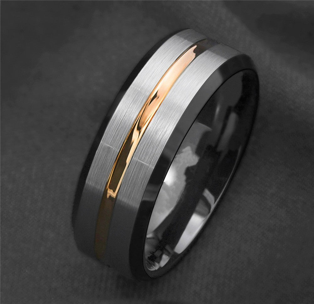 Mediumblue Gold Rings With Double Beveled Edges