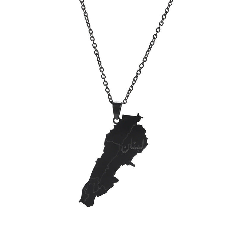 Map Material Stainless Steel Necklace And Pendant