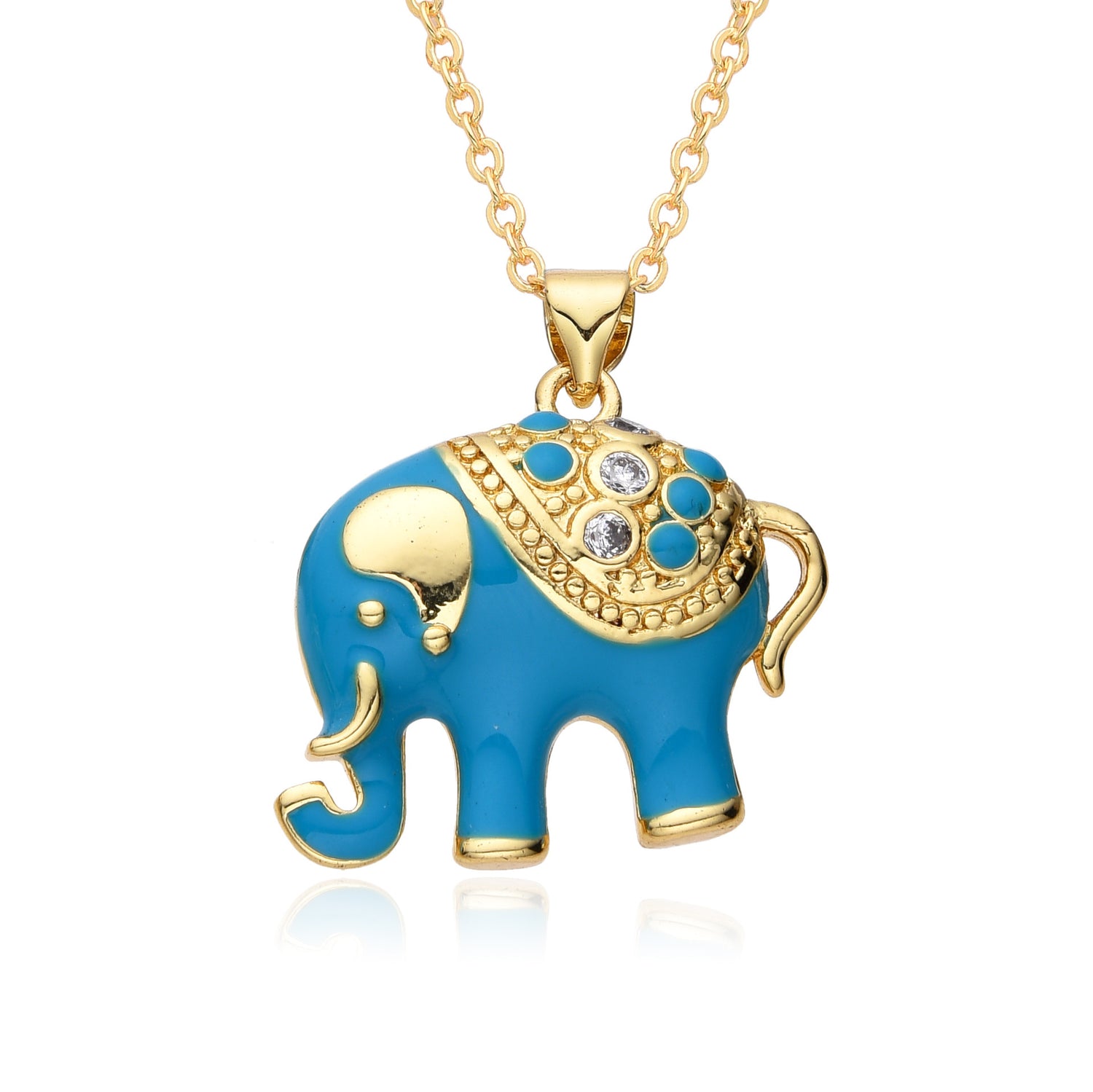 Colorful Oil Elephant Miniature Zircon Pendant Necklace