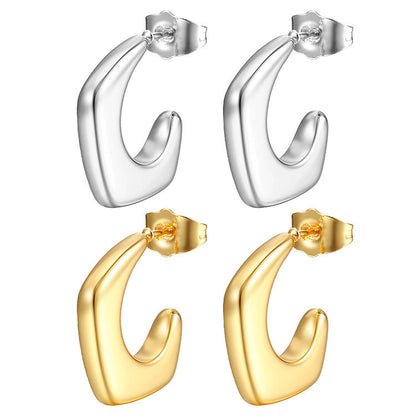 Stainless Steel Earrings - Retro Irregular Glossy 18K Style |earrings