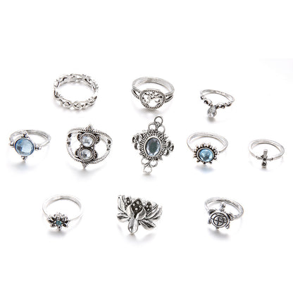 Turtle Cross Lotus Combination 11 Piece Rings