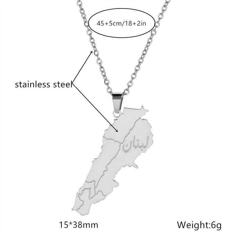 Map Material Stainless Steel Necklace And Pendant