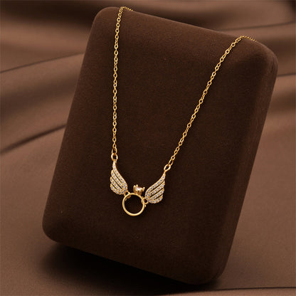 Simple Titanium Steel Necklace Female Angel Pendant