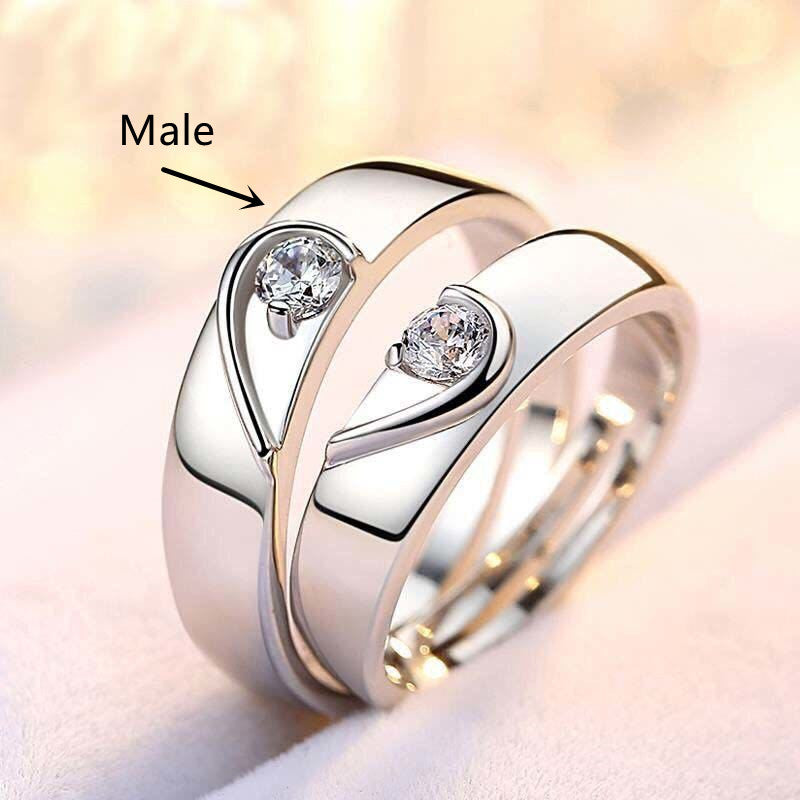 Silver plated engagement ring with European and American diamonds, elegant design.